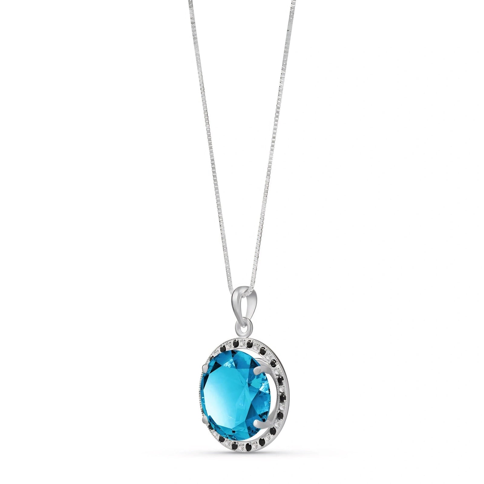 White Gold Pendant Necklace Blue Topaz 10K — Liana