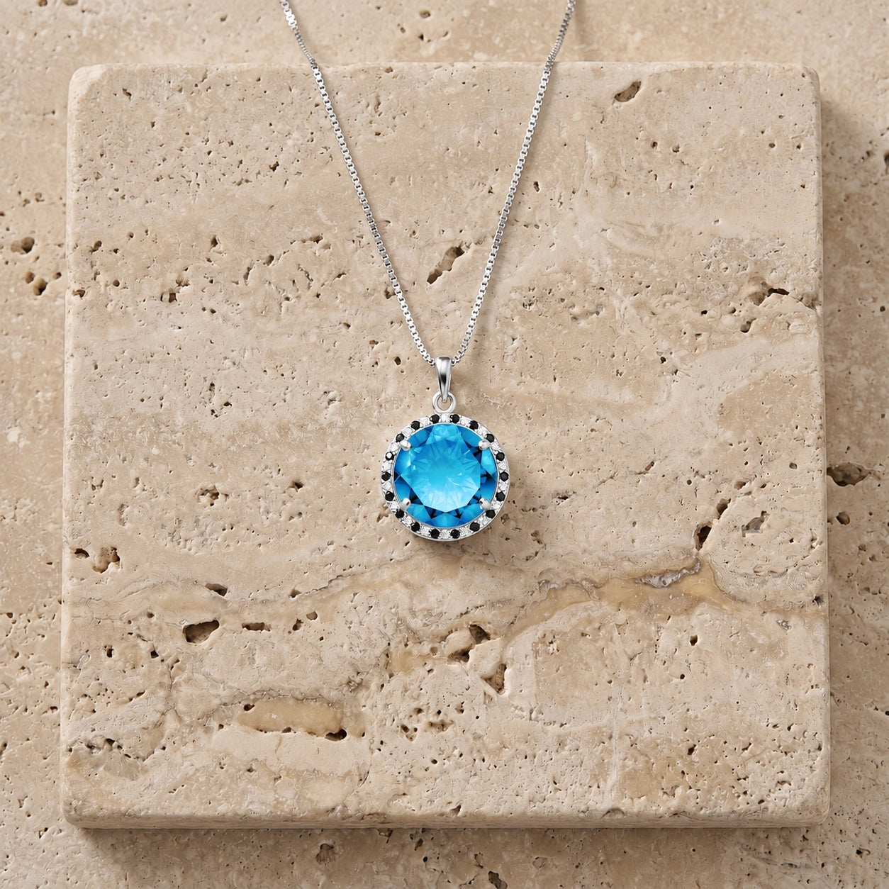 White Gold Pendant Necklace Blue Topaz 10K — Liana