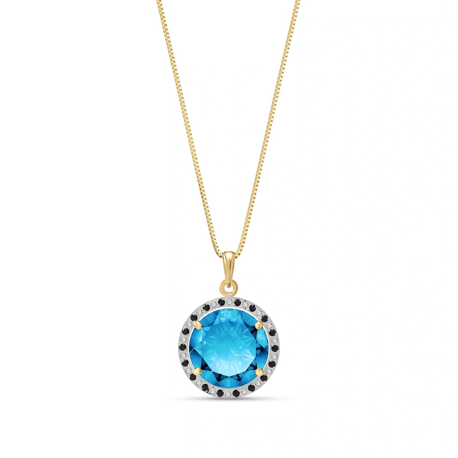 Yellow Gold Pendant Necklace Blue Topaz 10K — Liana