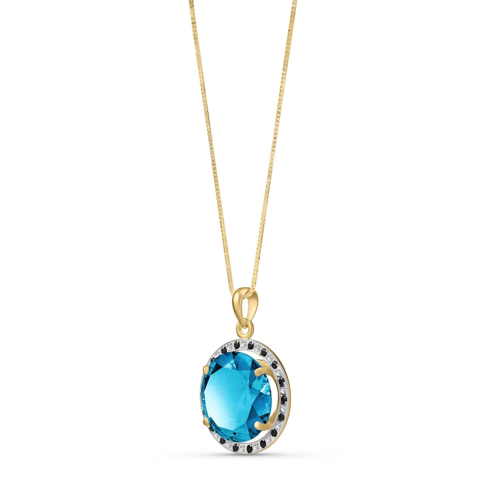 Yellow Gold Pendant Necklace Blue Topaz 10K — Liana