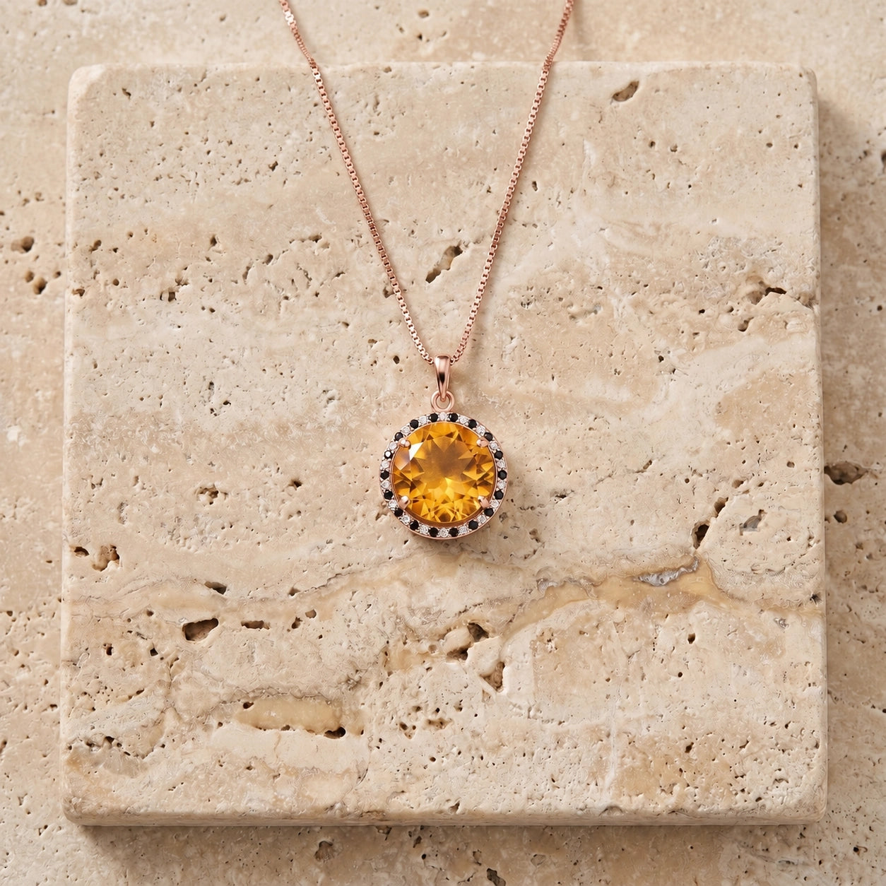 Rose Gold Pendant Necklace Citrine 10K — Liana