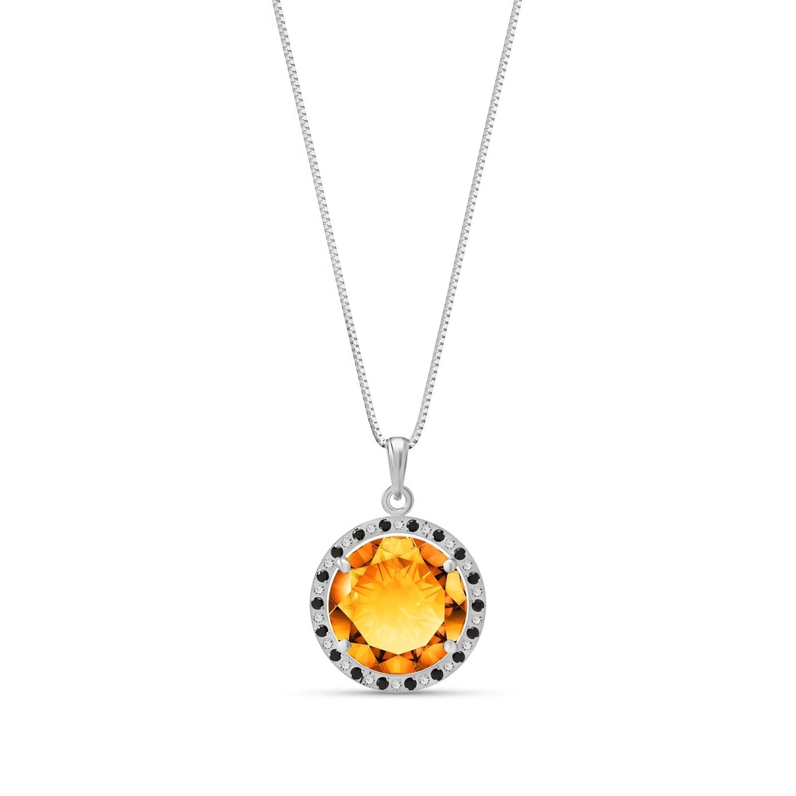 White Gold Pendant Necklace Citrine 10K — Liana