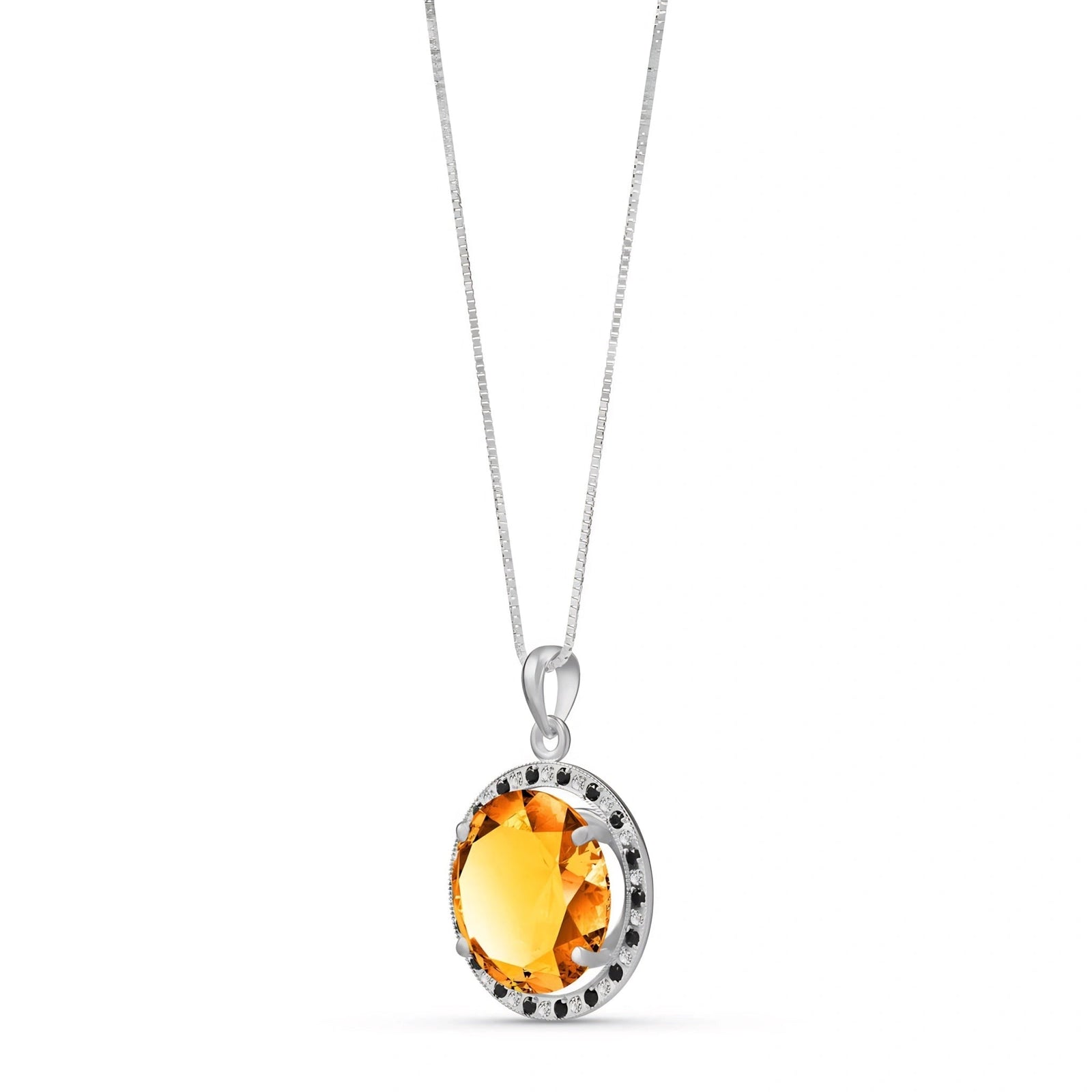 White Gold Pendant Necklace Citrine 10K — Liana