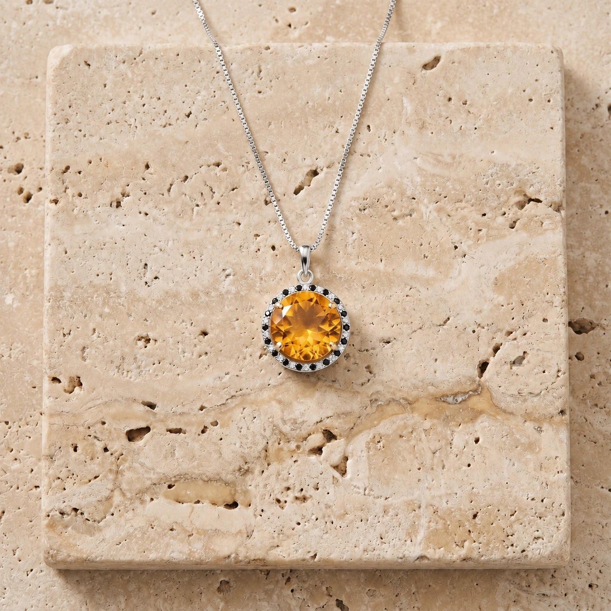 White Gold Pendant Necklace Citrine 10K — Liana