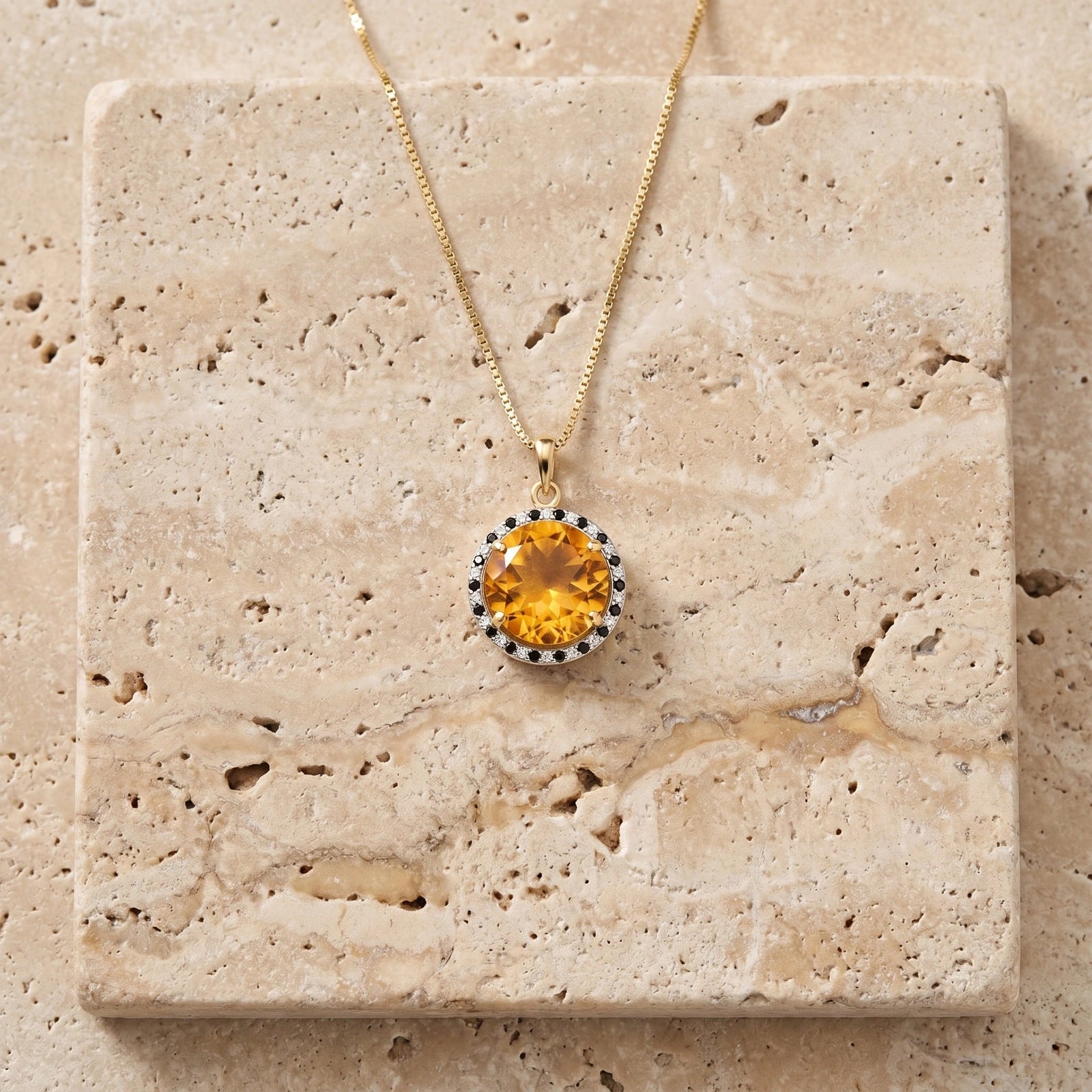Yellow Gold Pendant Necklace Citrine 10K — Liana