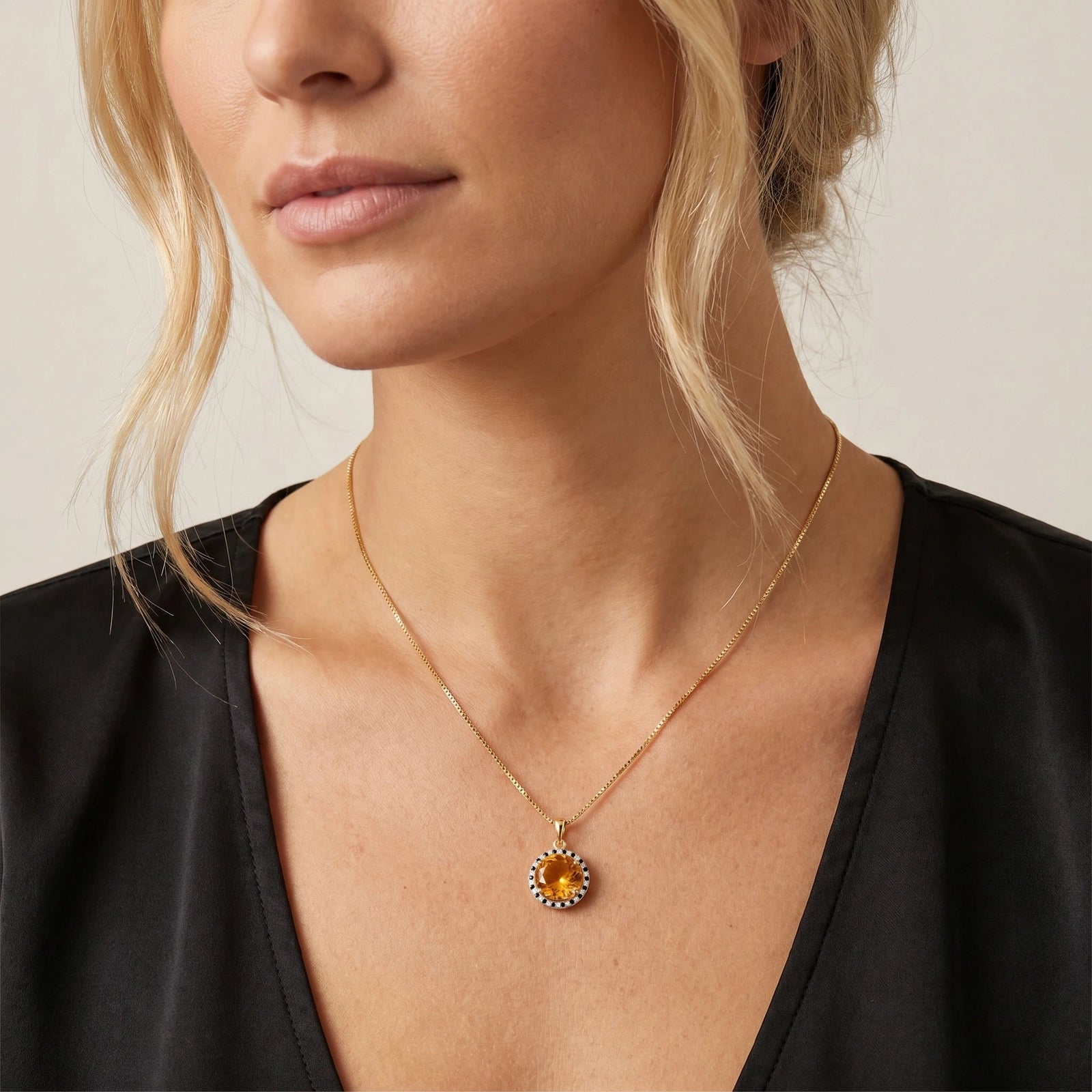 Yellow Gold Pendant Necklace Citrine 10K — Liana