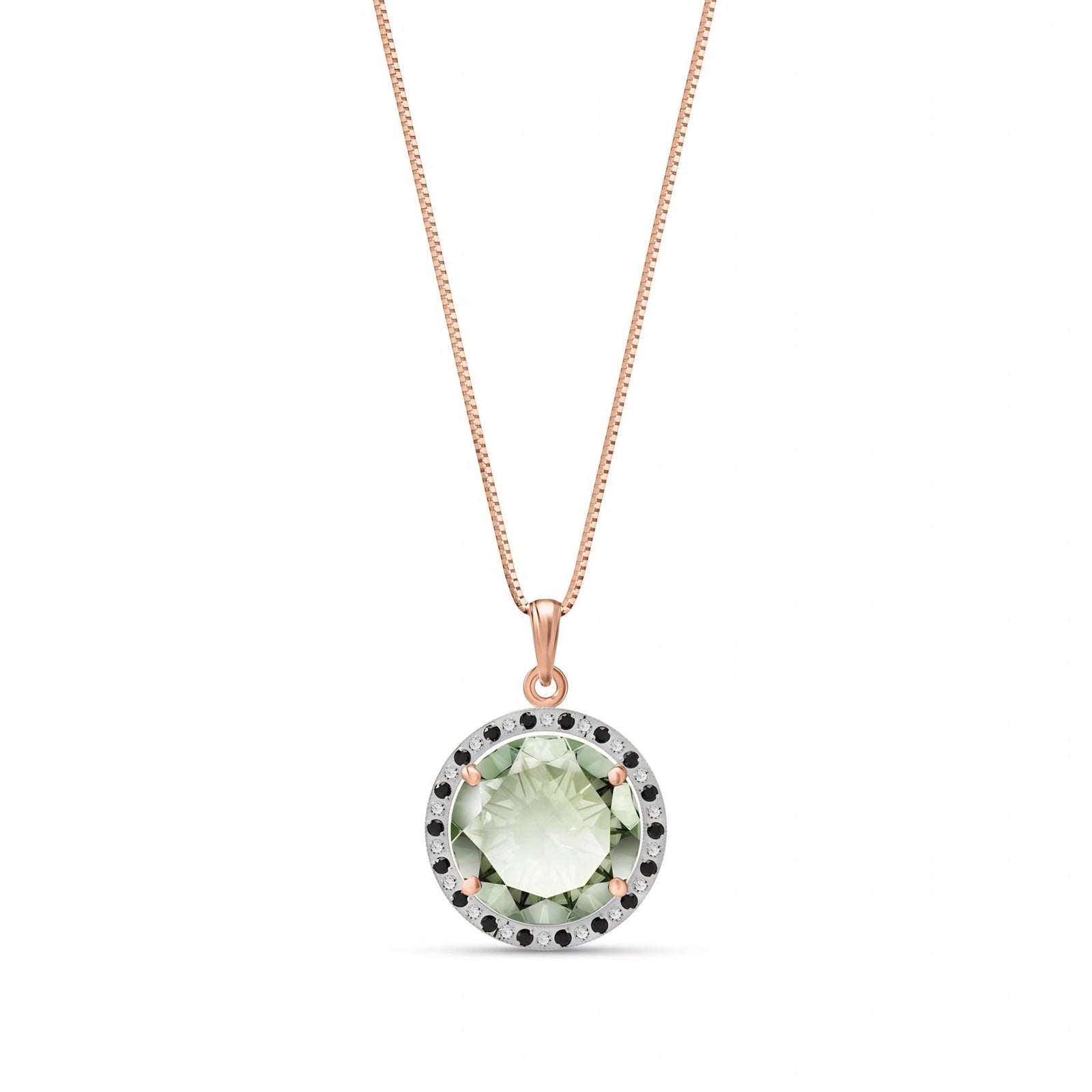 Rose Gold Pendant Necklace Green Amethyst 10K — Liana