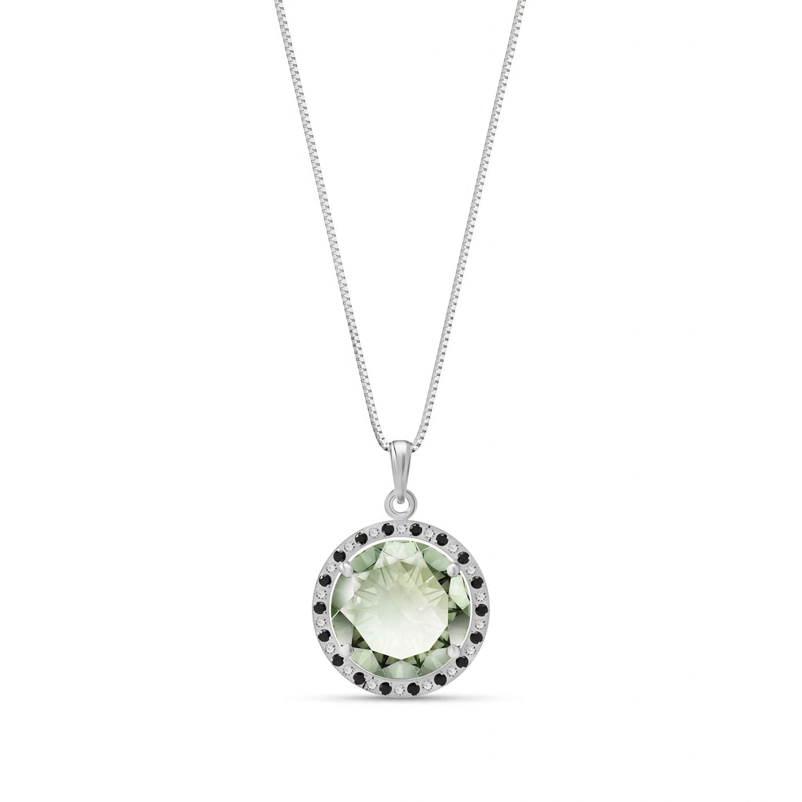 White Gold Pendant Necklace Green Amethyst 10K — Liana