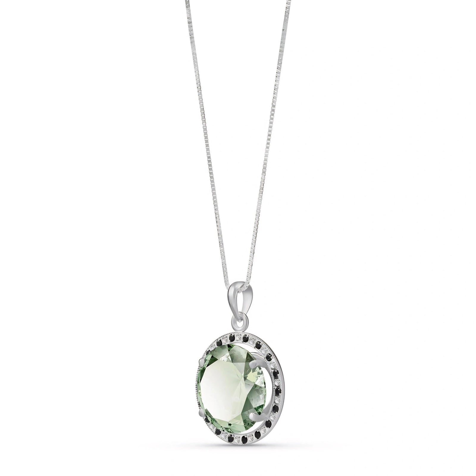 White Gold Pendant Necklace Green Amethyst 10K — Liana