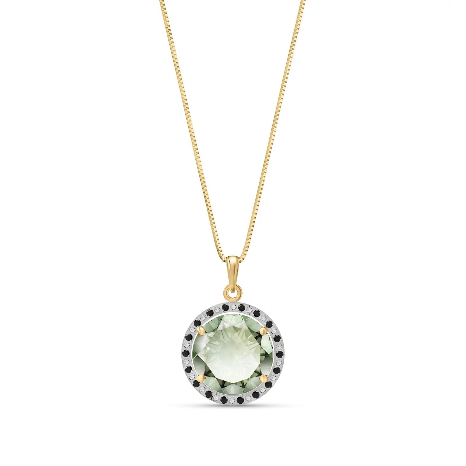 Yellow Gold Pendant Necklace Green Amethyst 10K — Liana