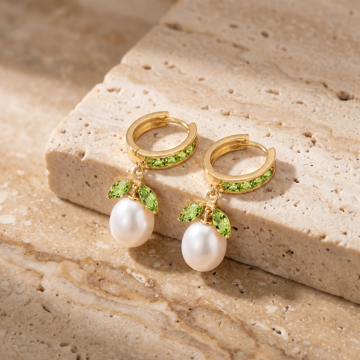 Yellow Gold Eternal Earrings Peridot 10K — Gisella