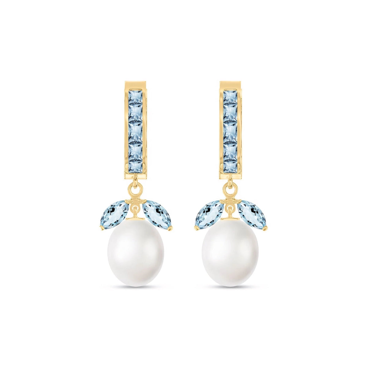 Yellow Gold Eternal Earrings Aquamarine 10K — Gisella