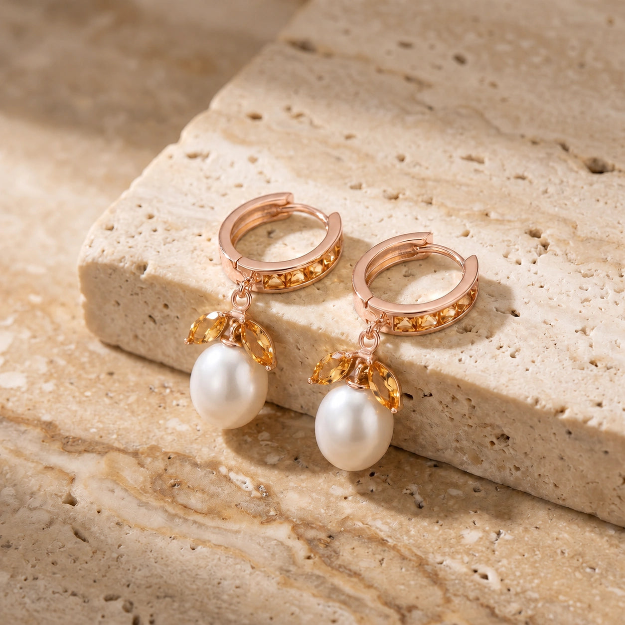 Rose Gold Eternal Earrings Citrine 10K — Gisella