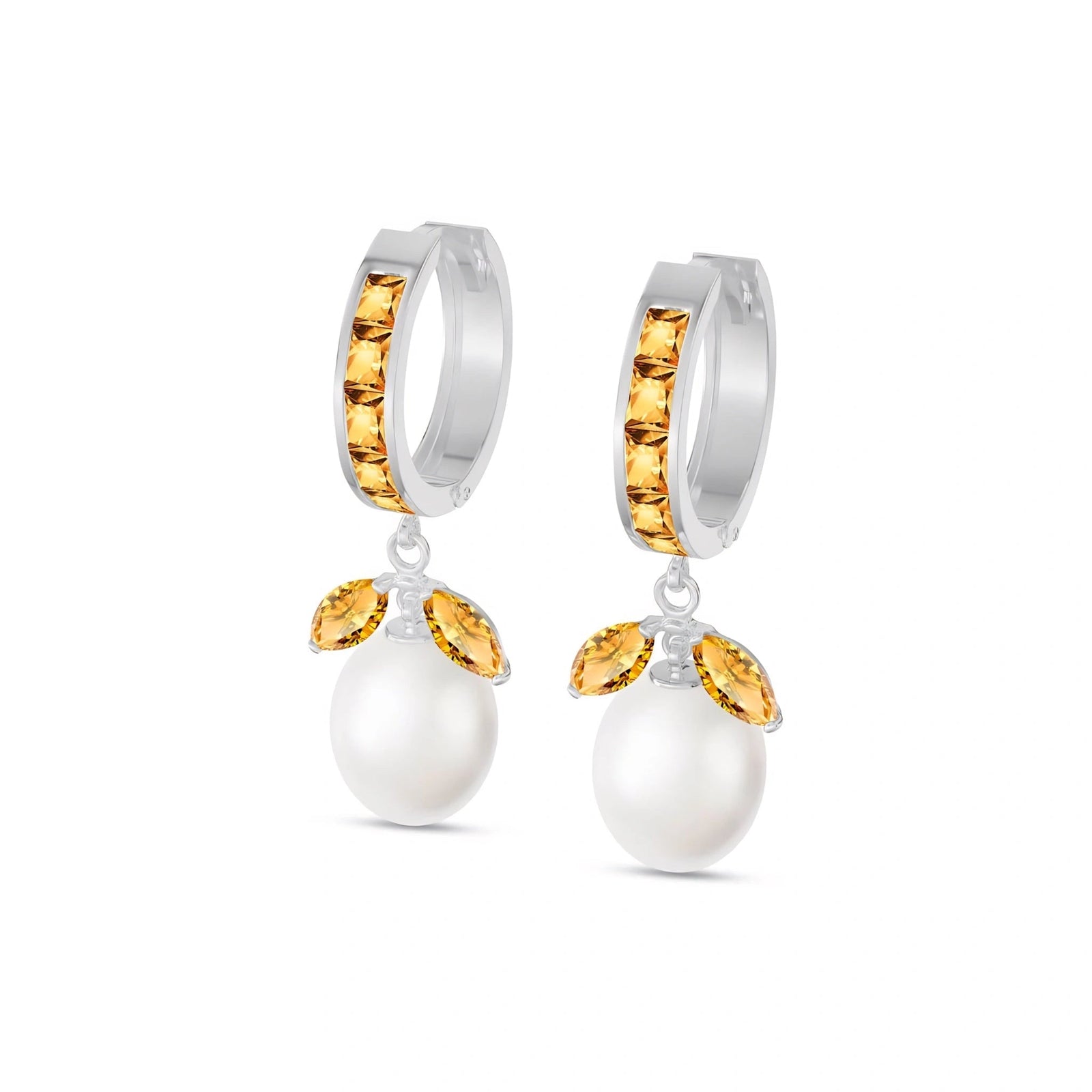 White Gold Eternal Earrings Citrine 10K — Gisella