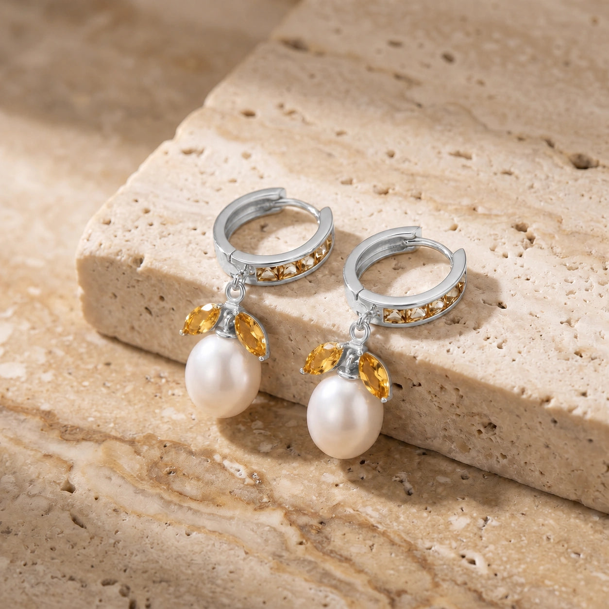 White Gold Eternal Earrings Citrine 10K — Gisella