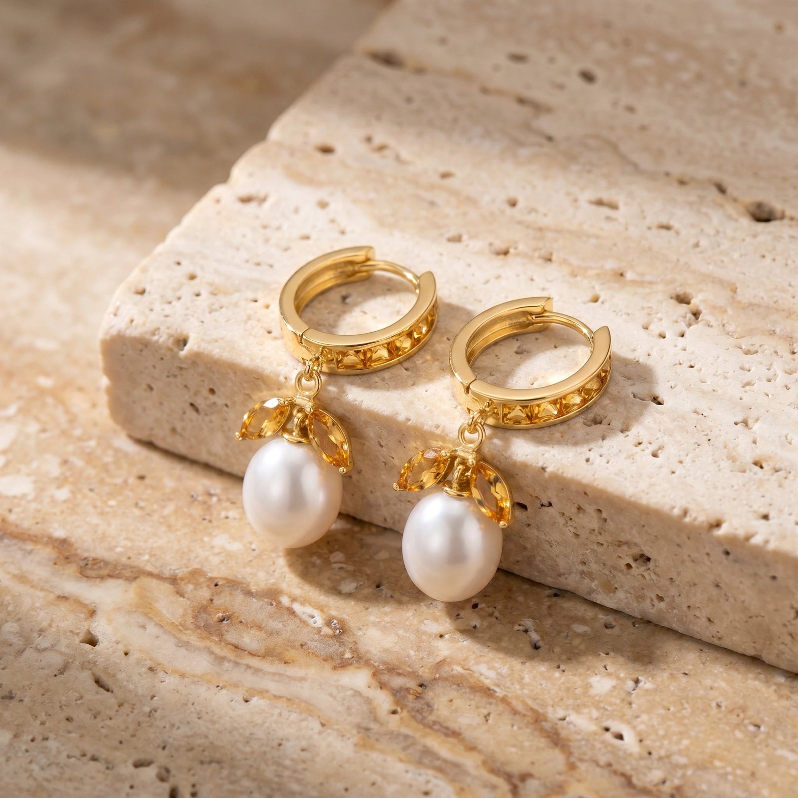 Yellow Gold Eternal Earrings Citrine 10K — Gisella