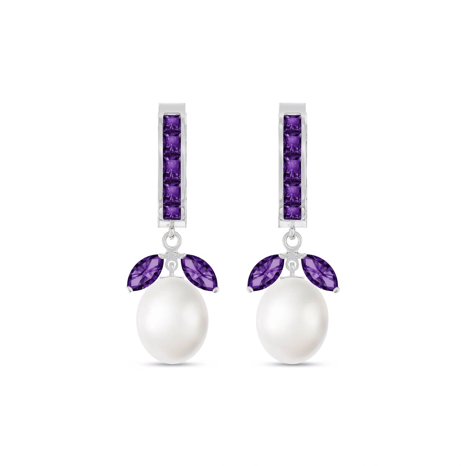 White Gold Eternal Earrings Amethyst 10K — Gisella