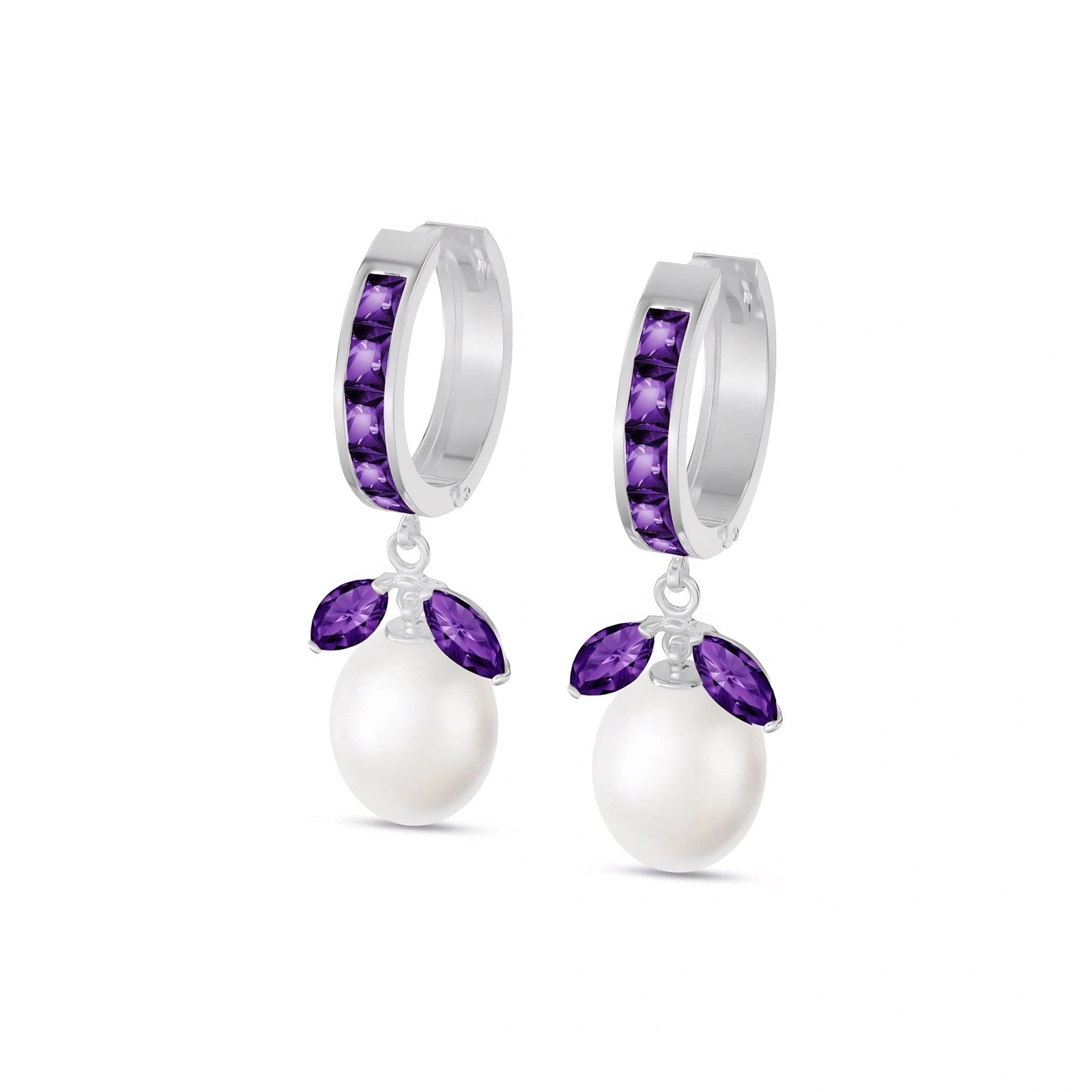 White Gold Eternal Earrings Amethyst 10K — Gisella