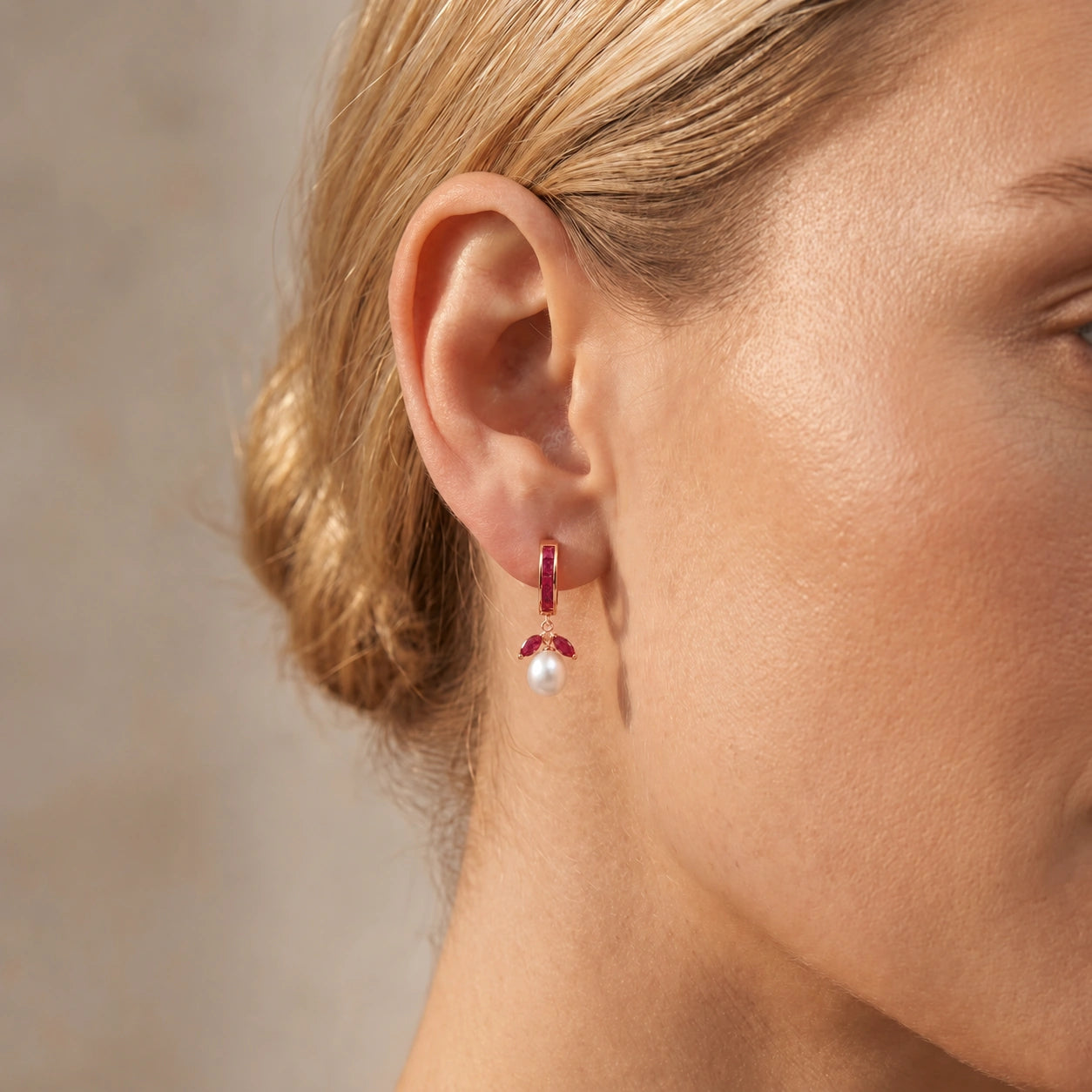 Rose Gold Eternal Earrings Ruby 10K — Gisella