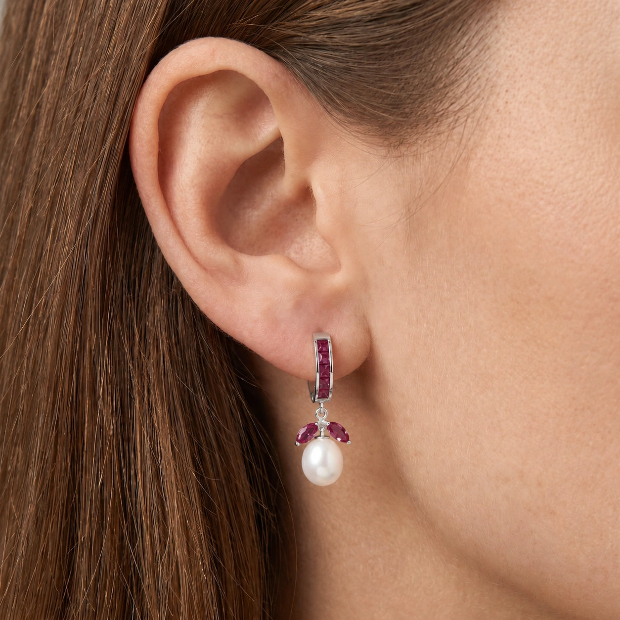 White Gold Eternal Earrings Ruby 10K — Gisella