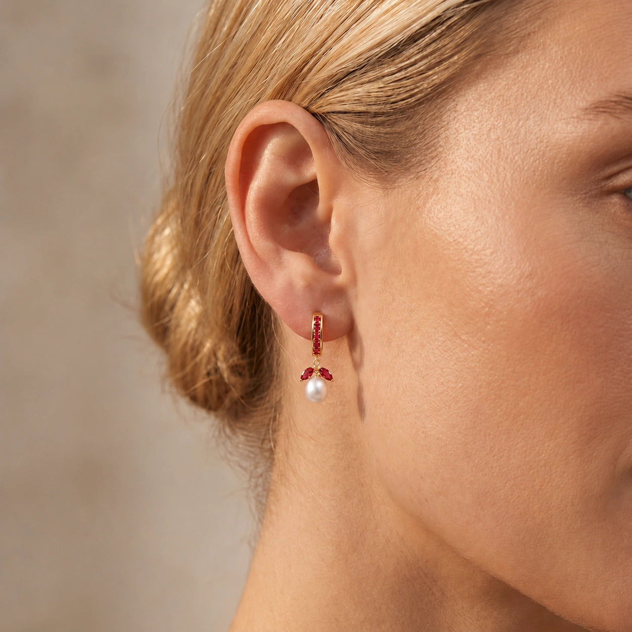 Yellow Gold Eternal Earrings Ruby 10K — Gisella