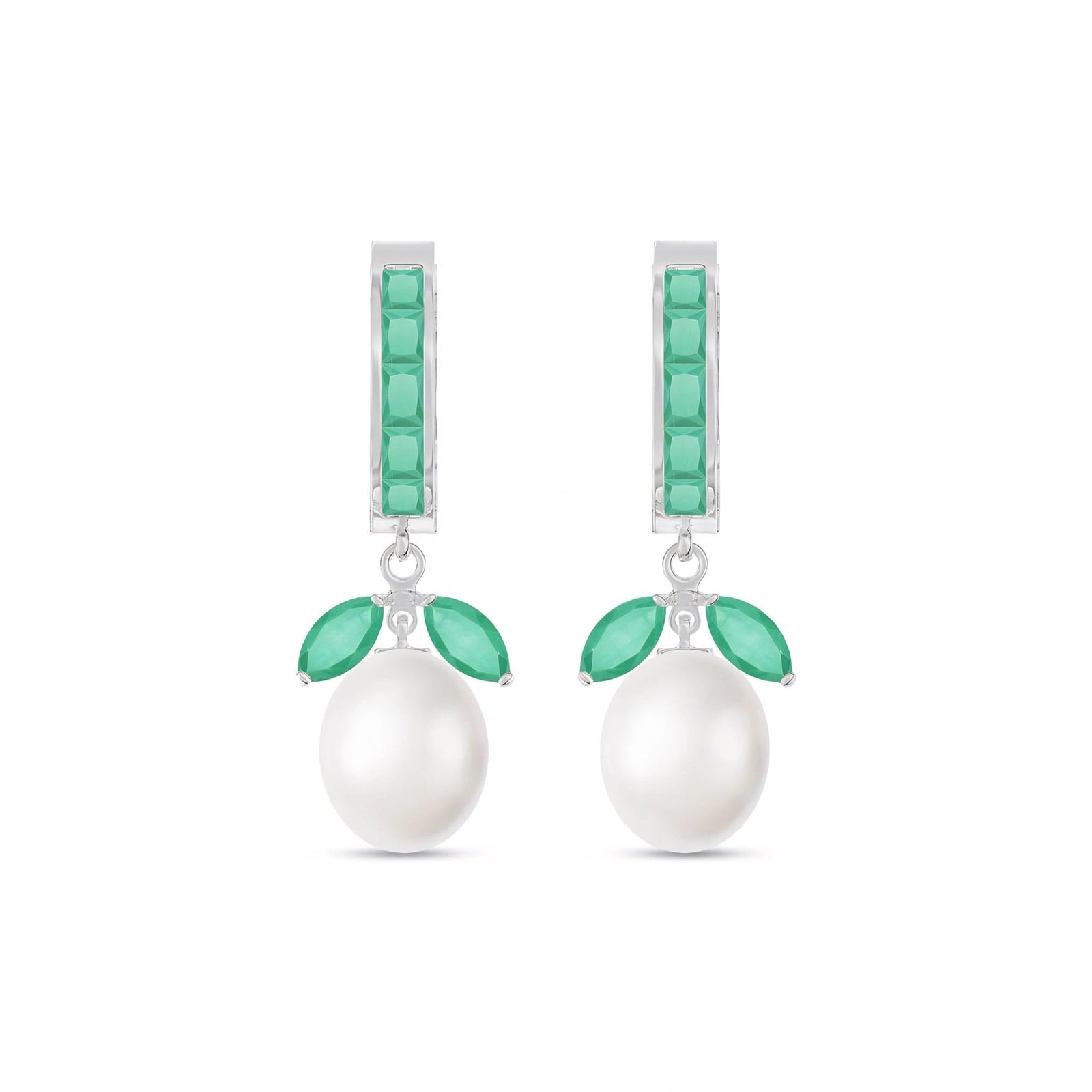 White Gold Eternal Earrings Emerald 10K — Gisella