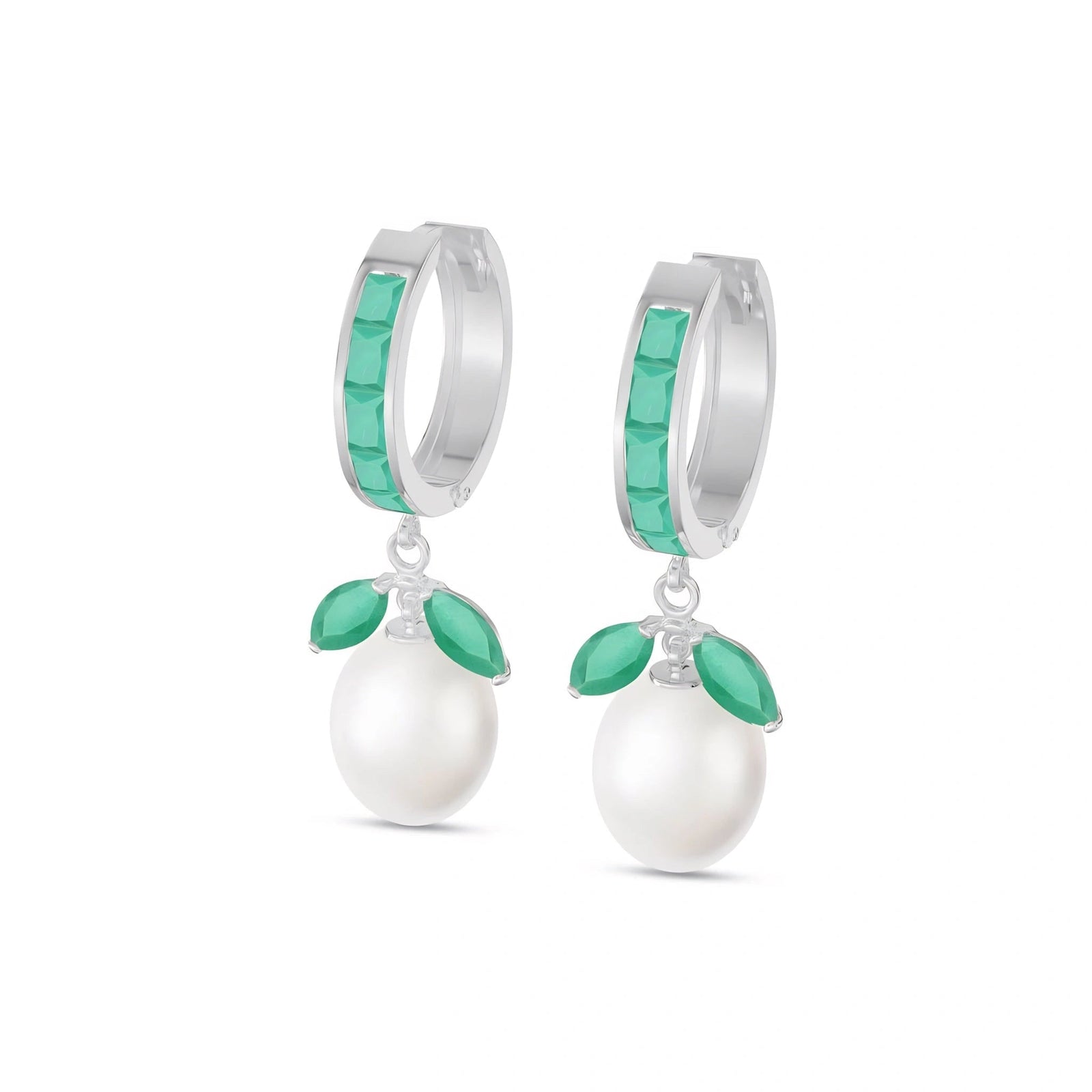 White Gold Eternal Earrings Emerald 10K — Gisella