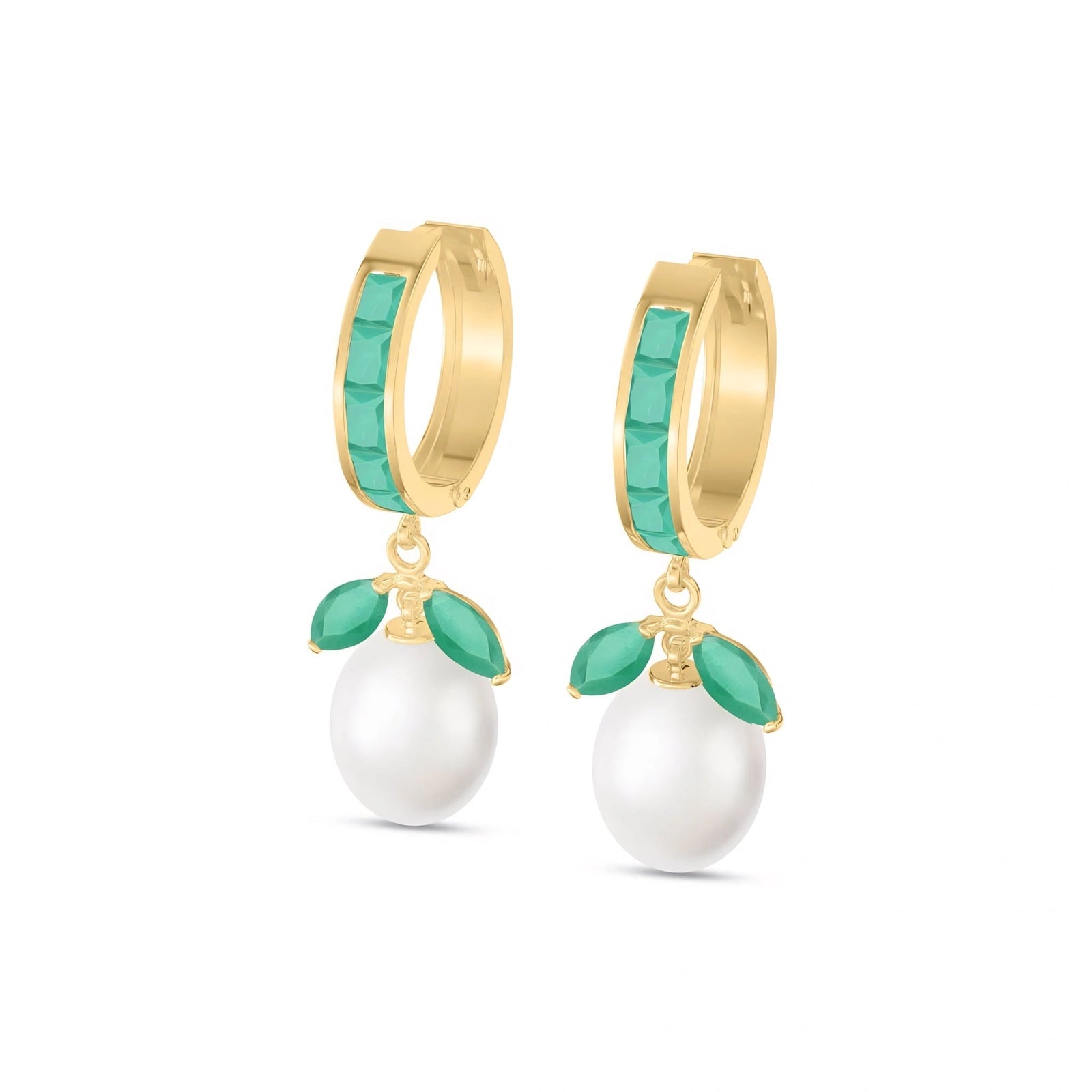 Yellow Gold Eternal Earrings Emerald 10K — Gisella