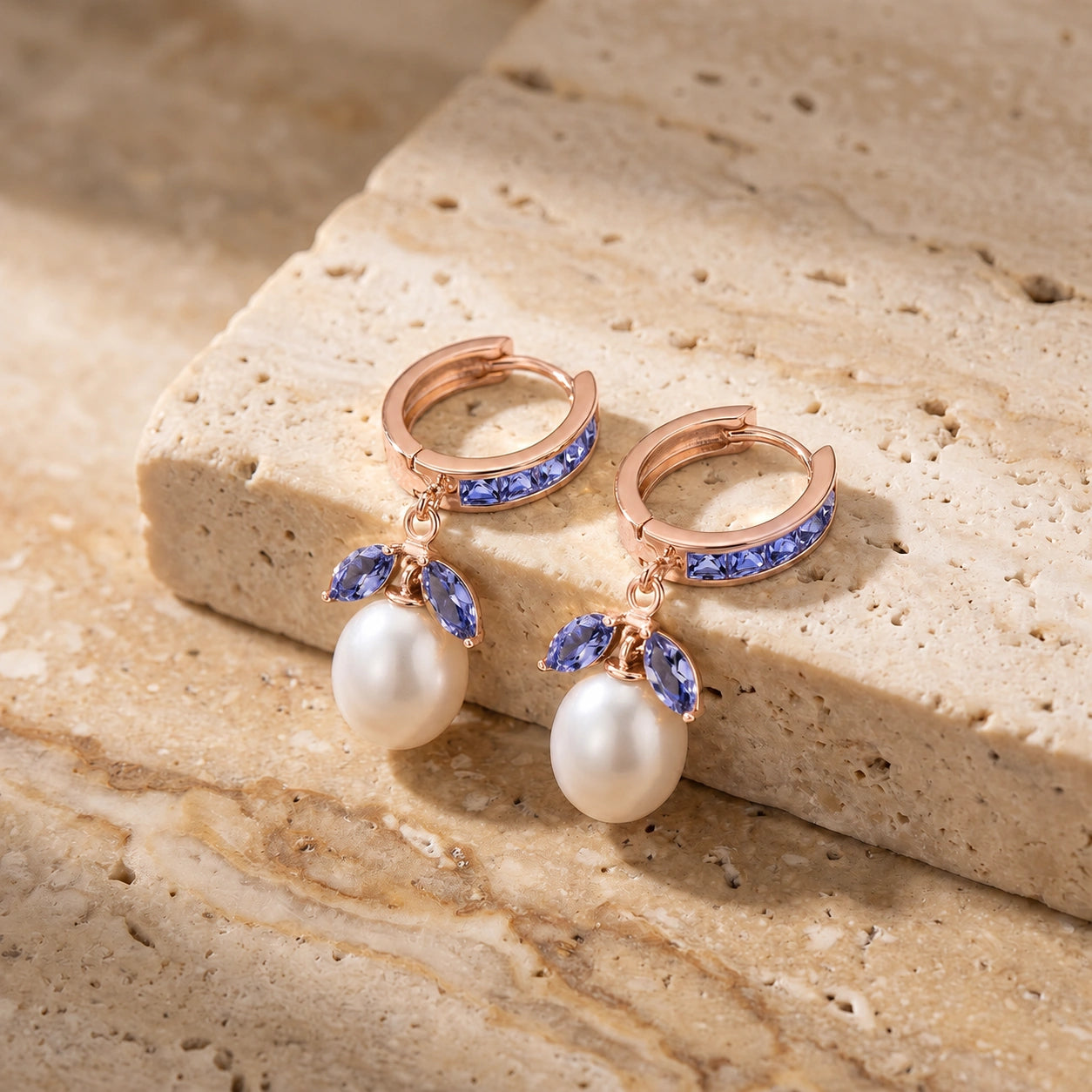 Rose Gold Eternal Earrings Tanzanite 10K — Gisella