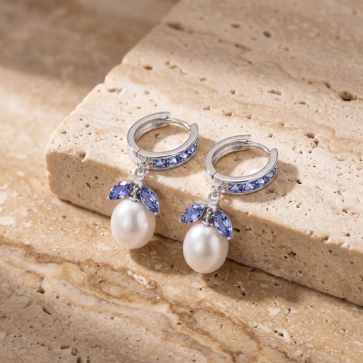 White Gold Eternal Earrings Tanzanite 10K — Gisella