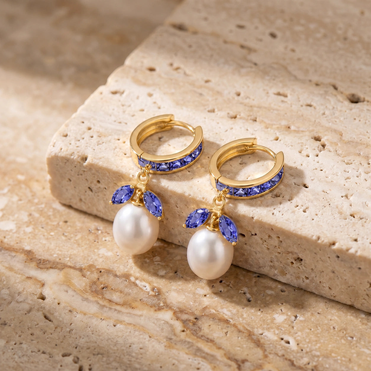 Yellow Gold Eternal Earrings Tanzanite 10K — Gisella