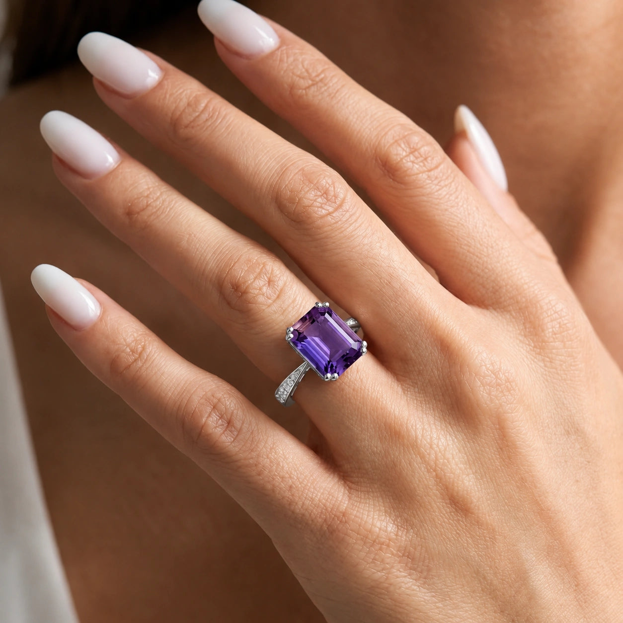 White Gold Amethyst & Diamond — Simonetta