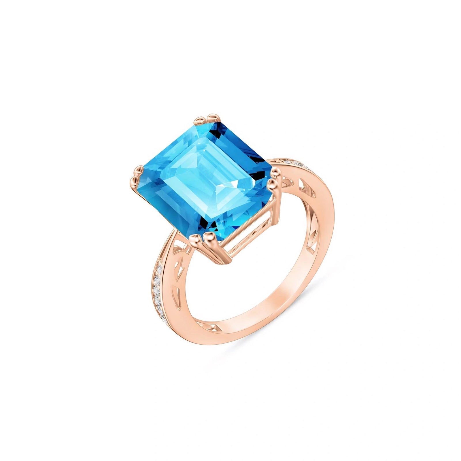 Rose Gold Blue Topaz & Diamond — Simonetta