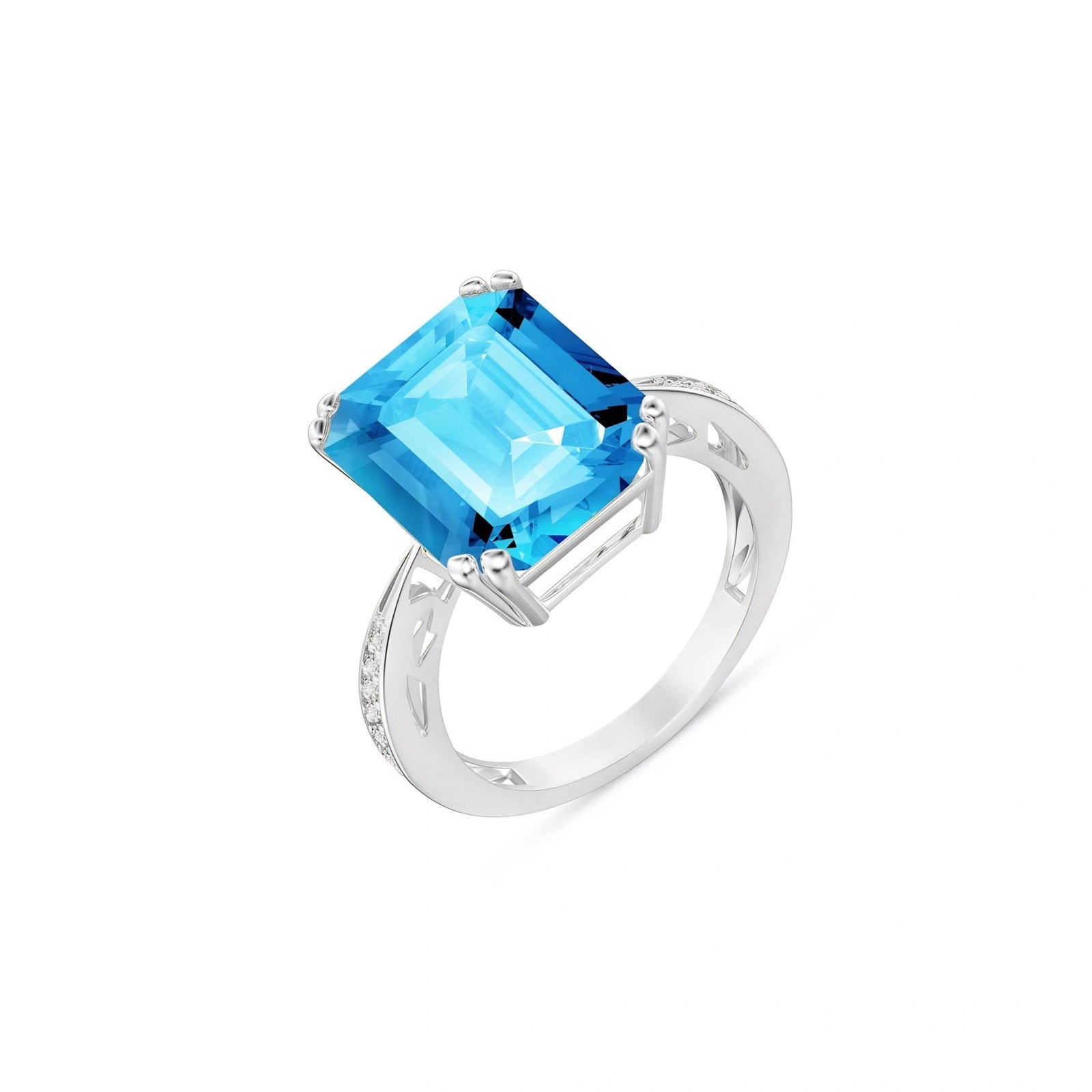White Gold Blue Topaz & Diamond — Simonetta