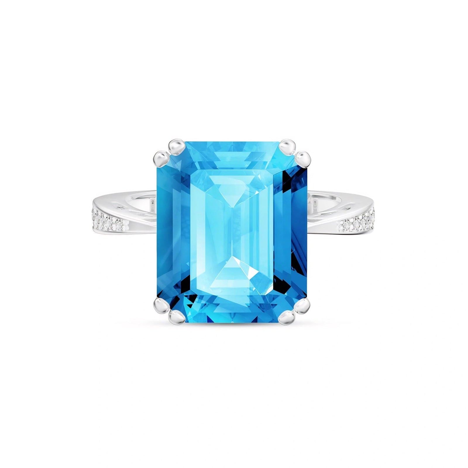 White Gold Blue Topaz & Diamond — Simonetta