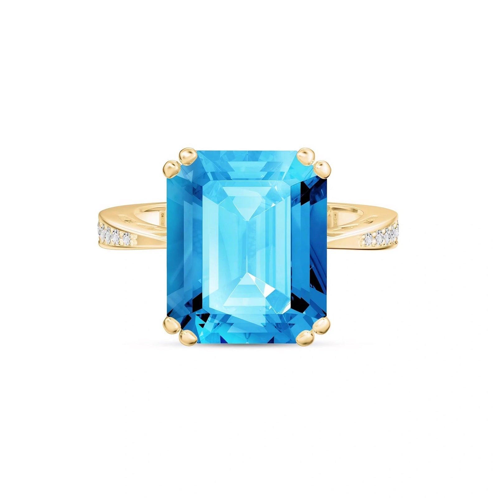 Yellow Gold Blue Topaz & Diamond — Simonetta