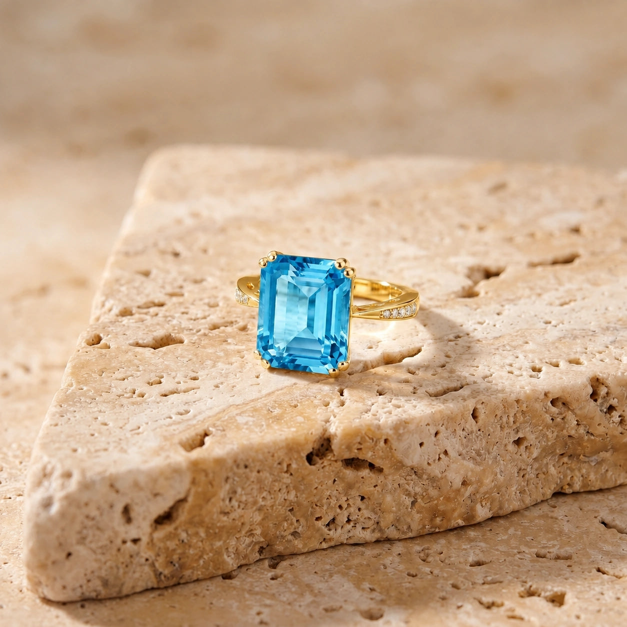Yellow Gold Blue Topaz & Diamond — Simonetta