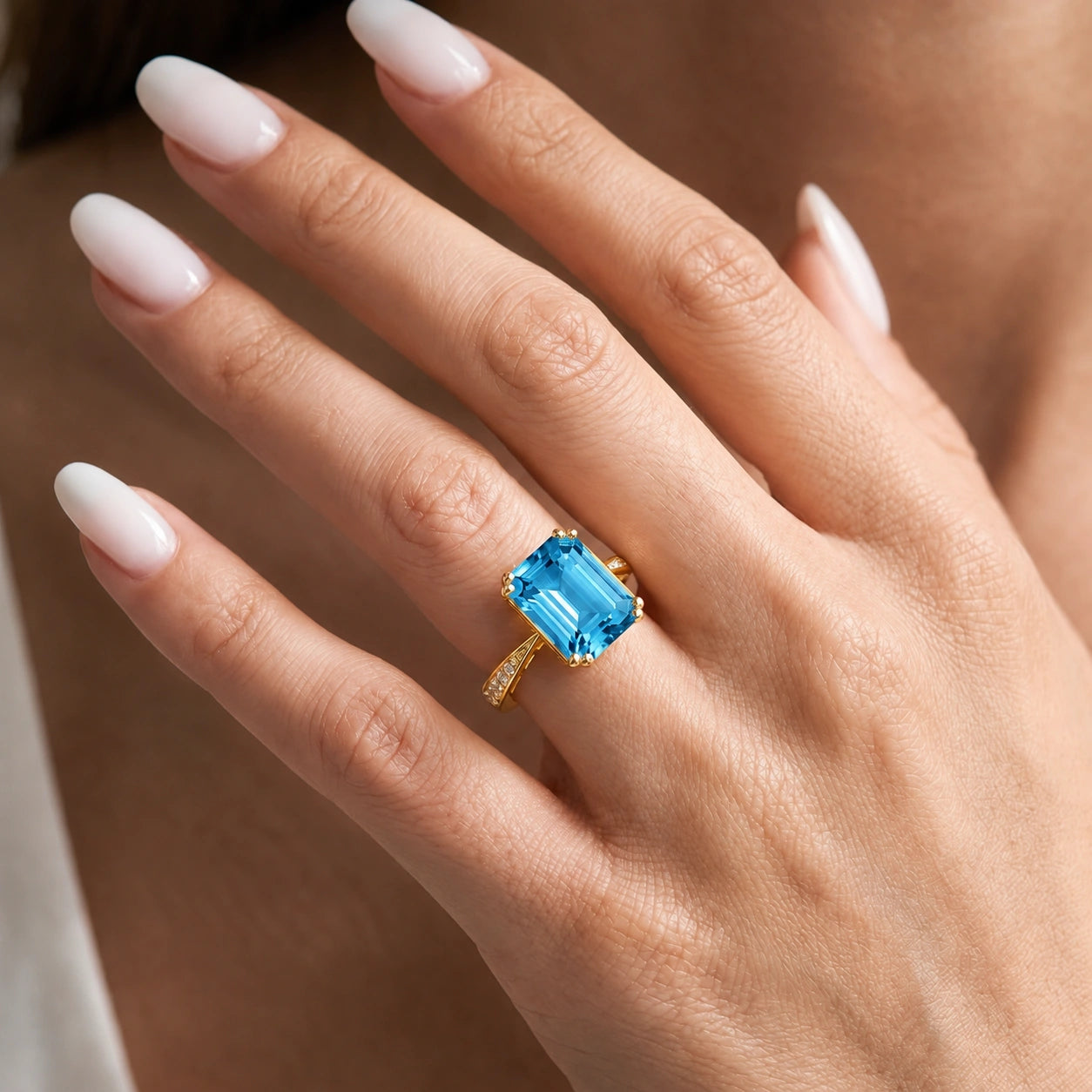 Yellow Gold Blue Topaz & Diamond — Simonetta