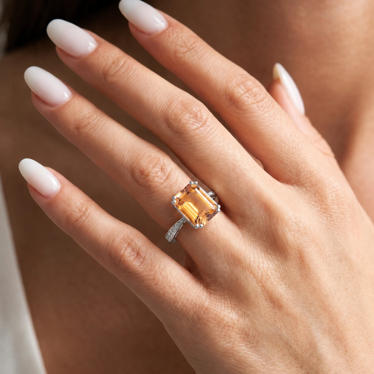 White Gold Citrine & Diamond — Simonetta