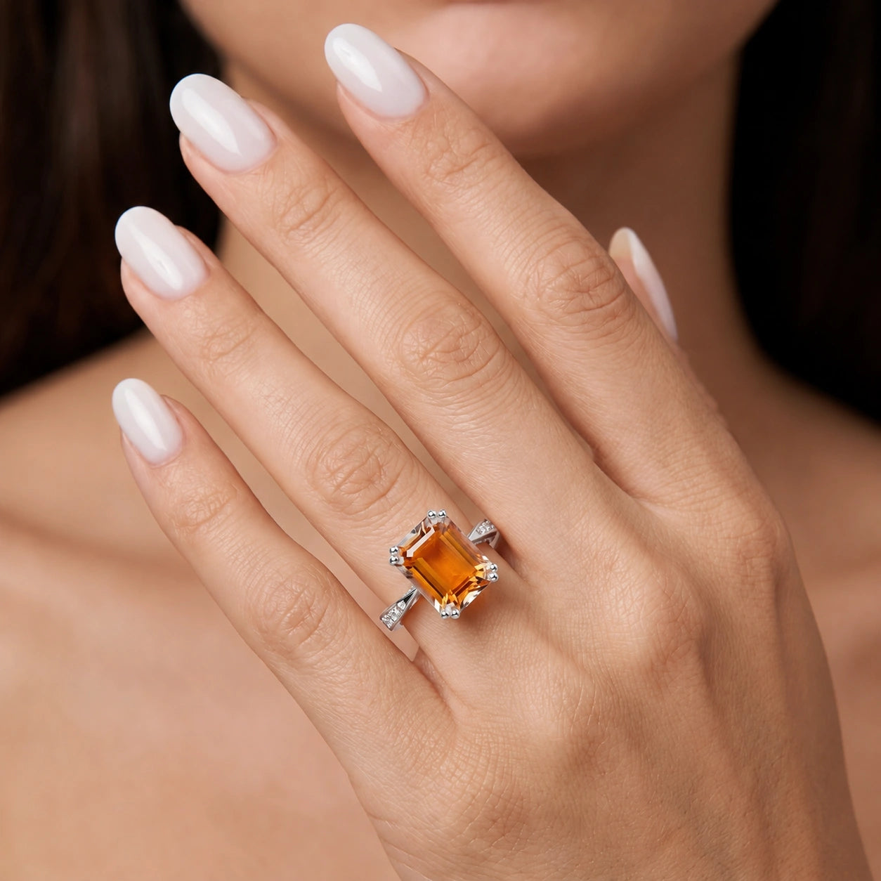 White Gold Citrine & Diamond — Simonetta