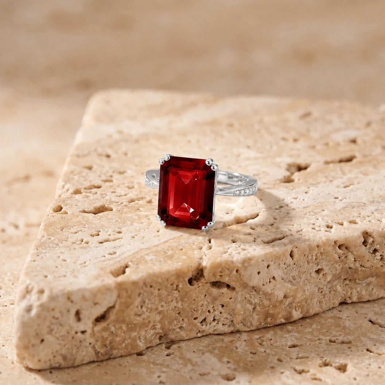 White Gold Garnet & Diamond — Simonetta