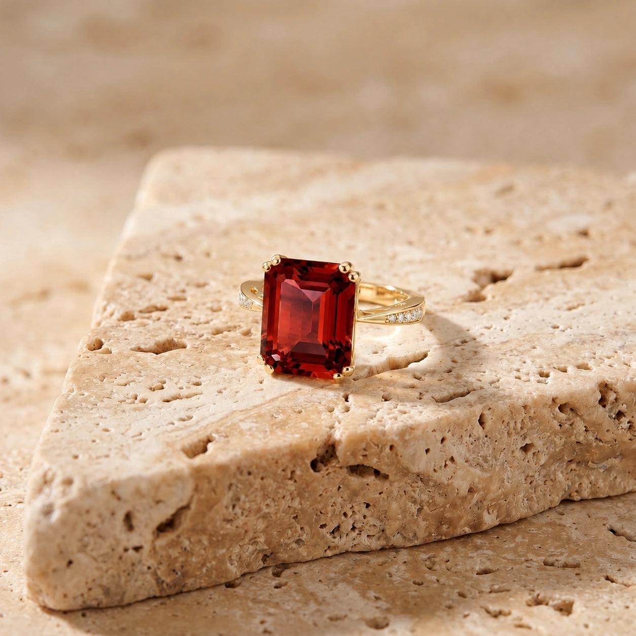 Yellow Gold Garnet & Diamond — Simonetta