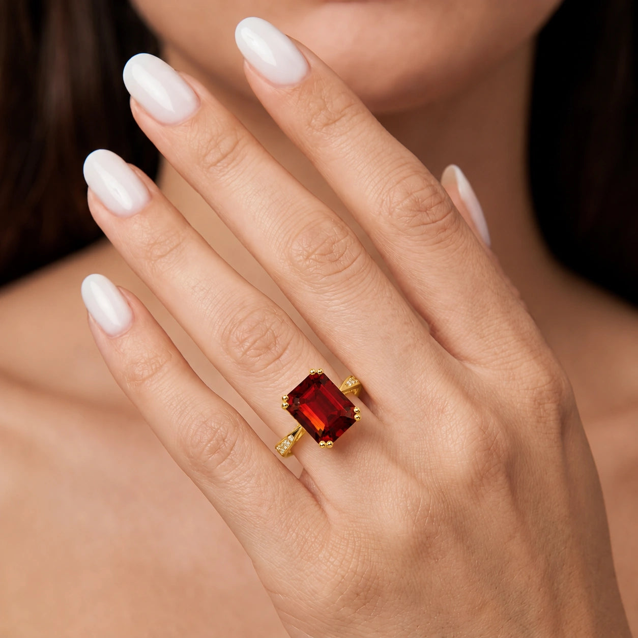 Yellow Gold Garnet & Diamond — Simonetta