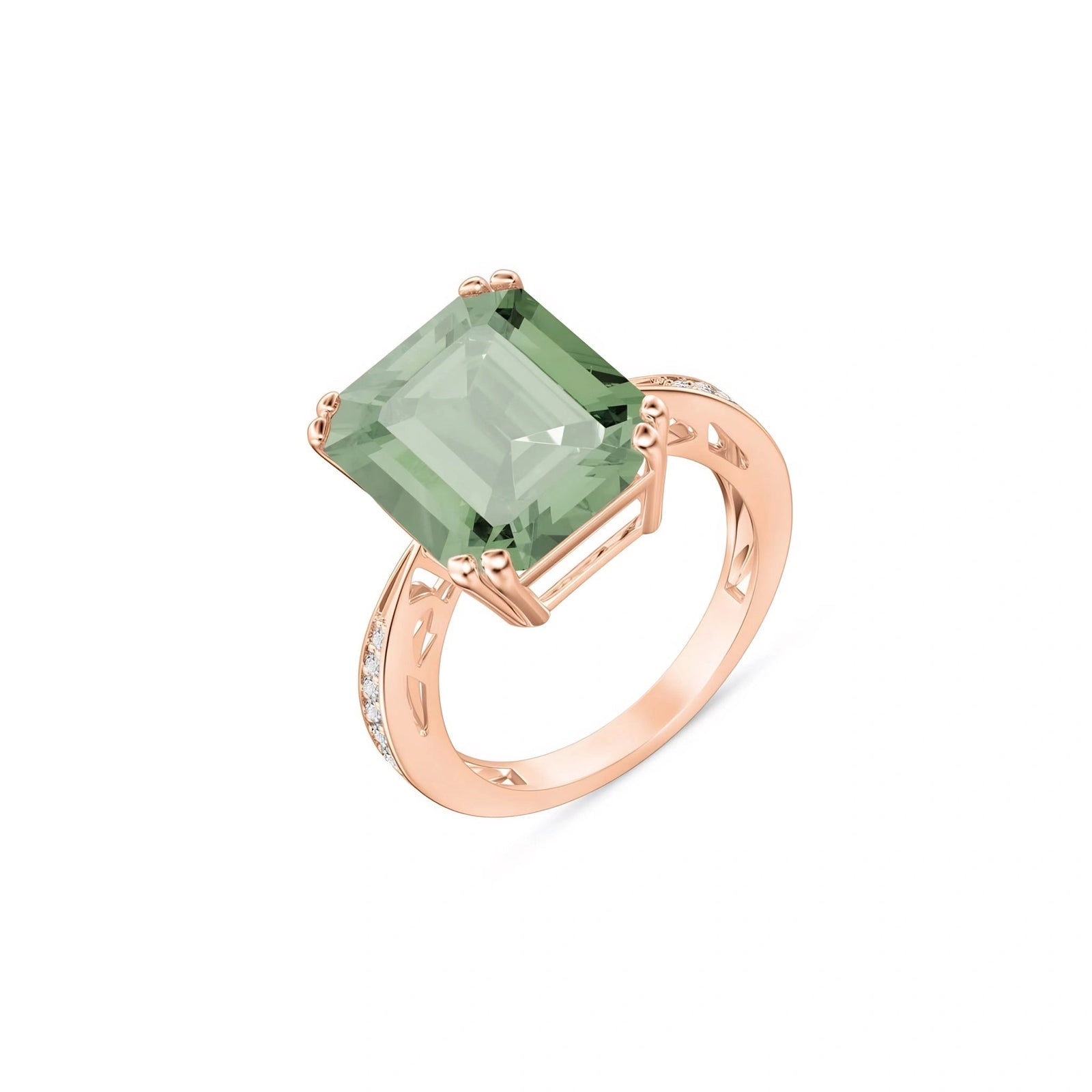 Rose Gold Green Amethyst & Diamond — Simonetta
