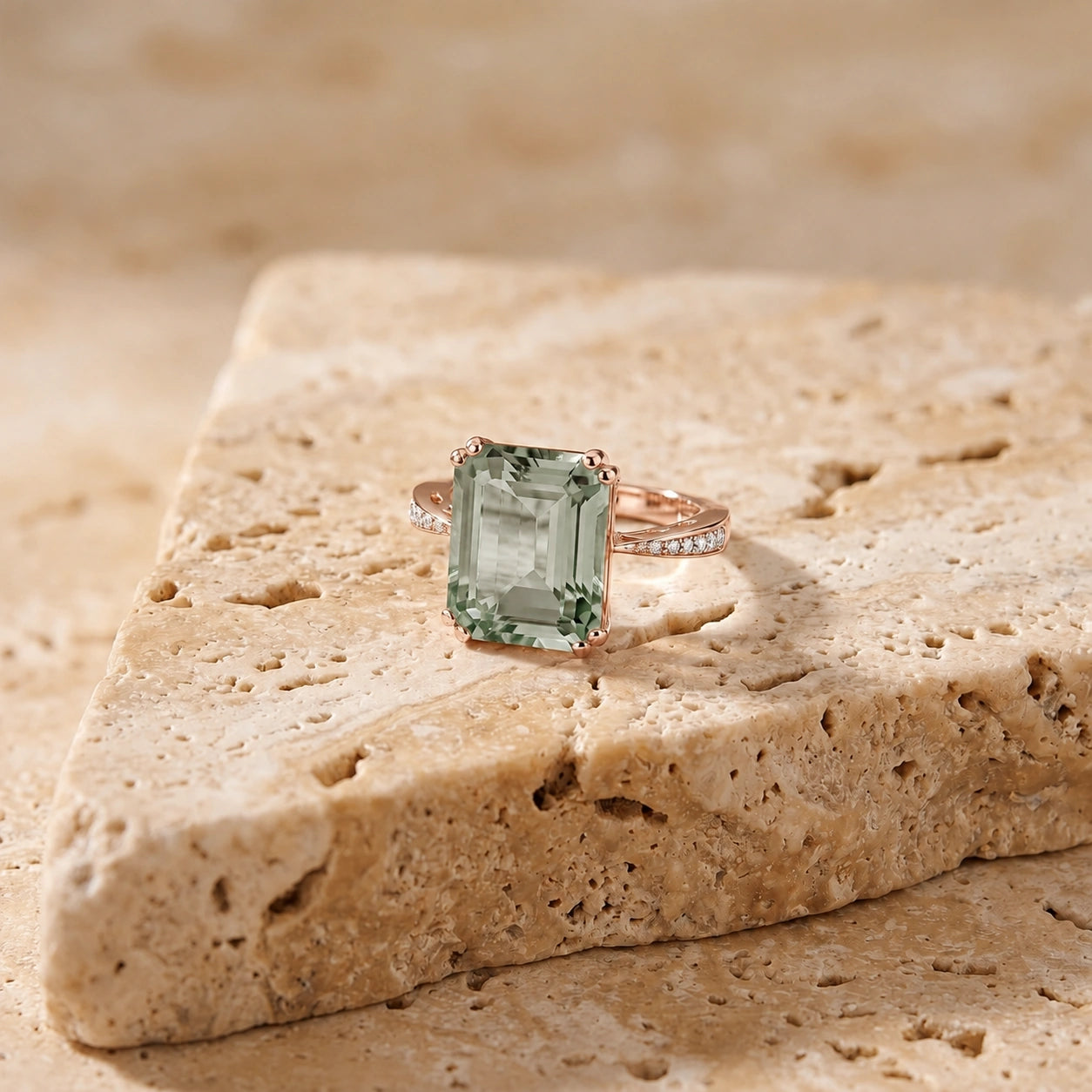 Rose Gold Green Amethyst & Diamond — Simonetta