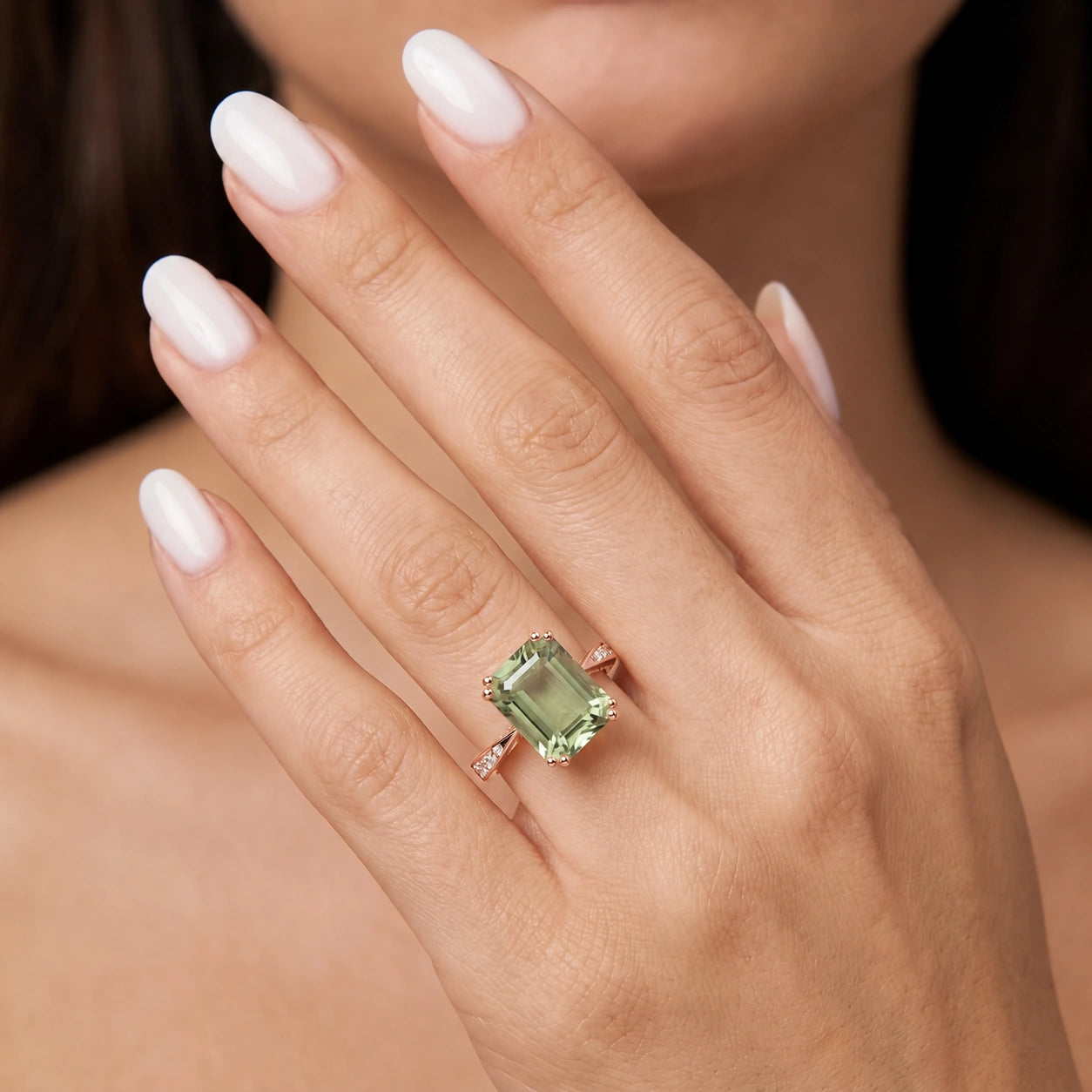 Rose Gold Green Amethyst & Diamond — Simonetta