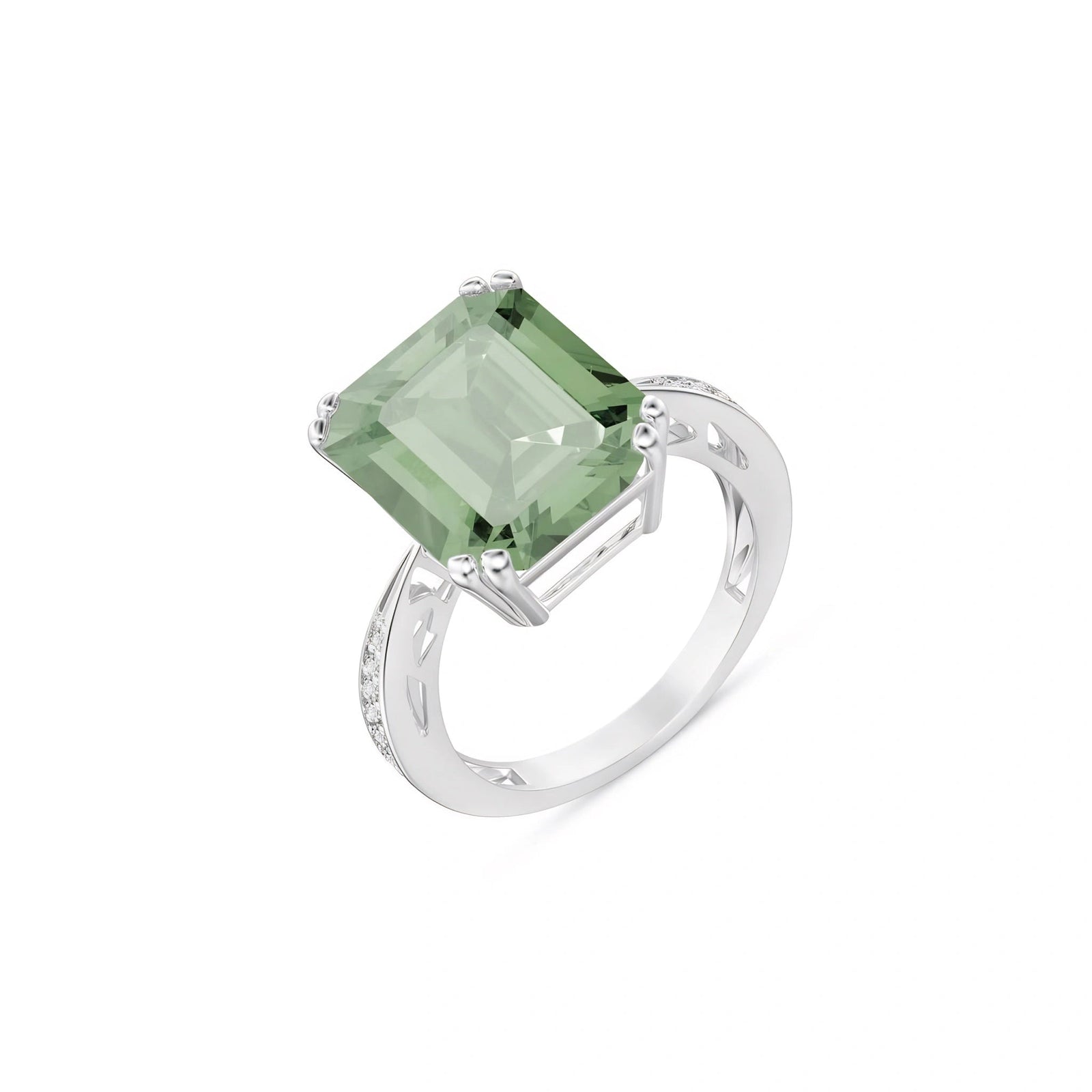 White Gold Green Amethyst & Diamond — Simonetta
