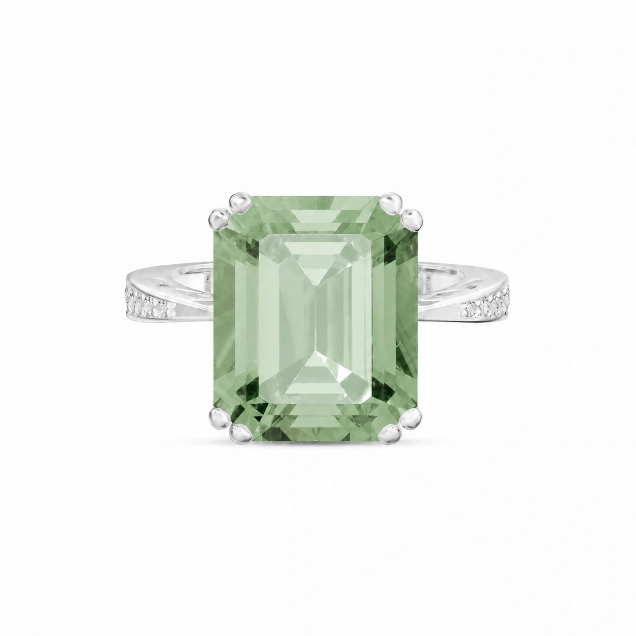 White Gold Green Amethyst & Diamond — Simonetta
