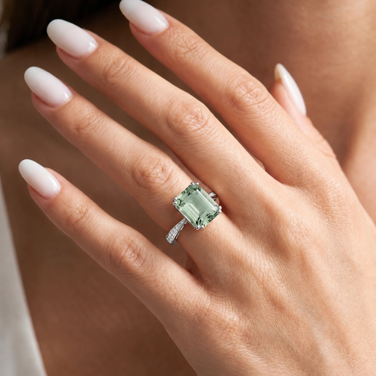 White Gold Green Amethyst & Diamond — Simonetta