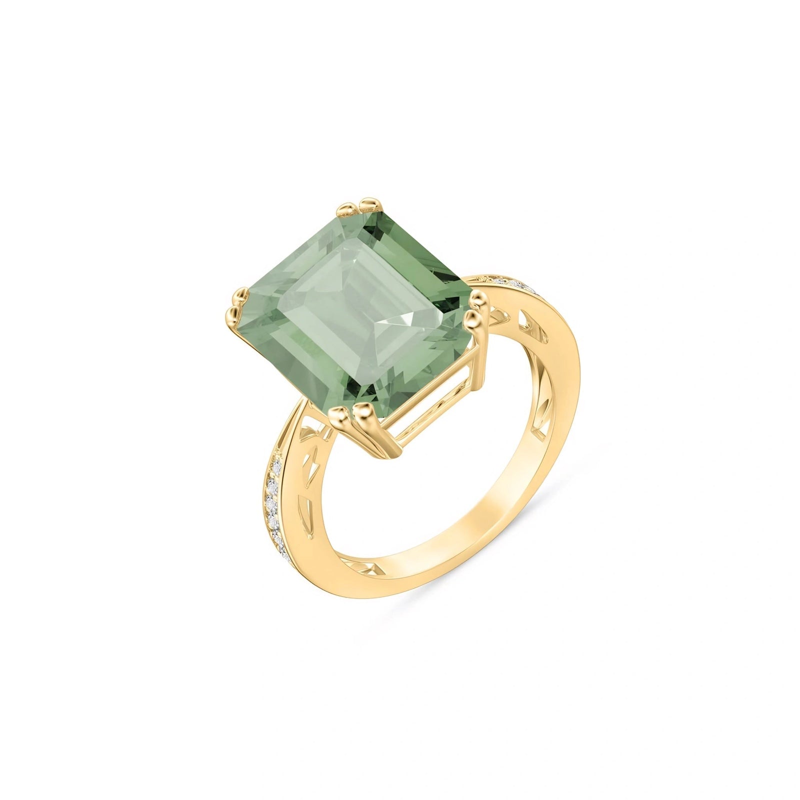 Yellow Gold Green Amethyst & Diamond — Simonetta